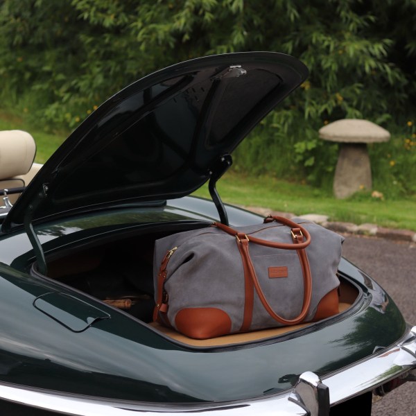 The Belmont Raffles Weekender Bag in Grey Suede