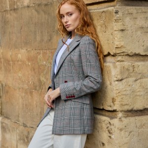 Double-breasted Blazer in Black/White Prince of Wales Check