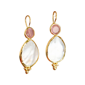1 pair Earrings with Pearl and Stone