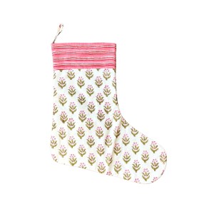 A White Block Print Stocking
