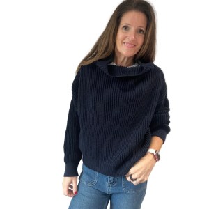 Verena Hip Length Navy Roll Neck