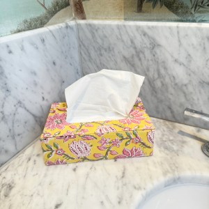 A Yellow Tissue Box Holder