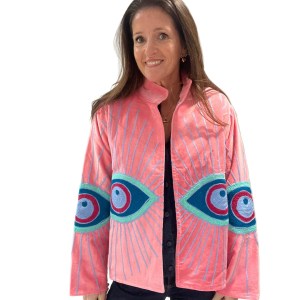 Coral Suzani Evil Eye Velvet Jacket