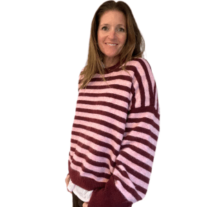 Pink & Burgundy Stripe Boyfriend Jumper