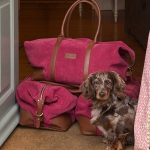The Raffles Weekender Bag in Strawberry Pink Suede