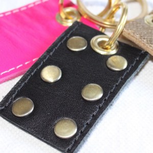 Studded leather keyring