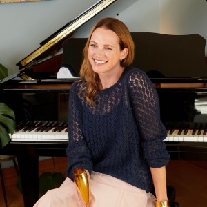 Olivia Pointelle Knit Ladies Jumper with Full Sleeve - Navy Blue