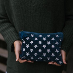 Velvet Star Pouch - Navy & Silver