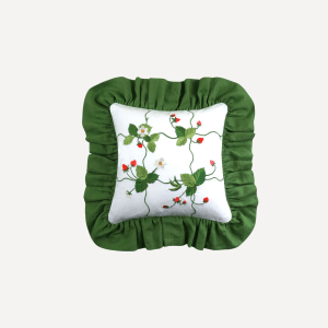 Handmade Strawberry Embroidered Cushion