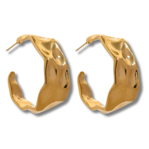 Hammered Hoop Gold Earrings