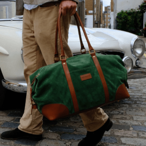 The Raffles Weekender Bag - British Racing Green Suede