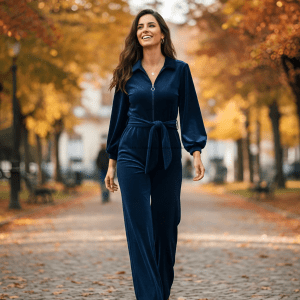 "Mitty" Wide Leg Jumpsuit - Stretch Cotton Velvet PRE-ORDER