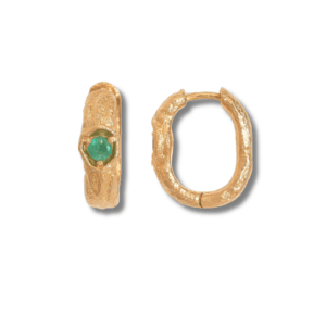 Emerald Gold Branch Hoop Earrings