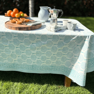 Blue Tree Hand Block Printed Tablecloth