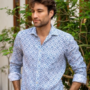Nuku Hand-Block Printed 100% Linen Shirt