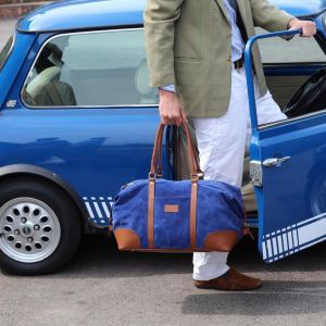 The Raffles Weekender Bag in Royal Blue Suede