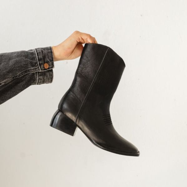 West Ankle Boots in Black Leather