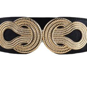 Black Gold Buckle Stretch Belt