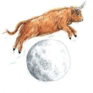 'The cow jumped over the moon' A3 Limited edition print