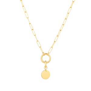 Charm Ring Necklace with gold disc