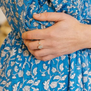 Sterling Silver Two Stone Ring in Aqua Chalcedony