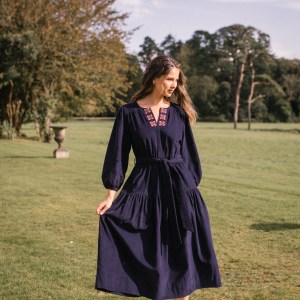 Miriam Corduroy Dress in Midnight