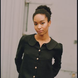 ma lin Black Claudine linen blouse