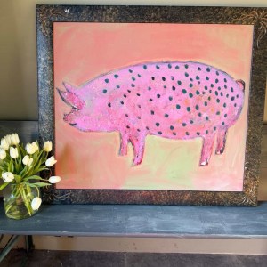 Penelope the Pig Oil on Board