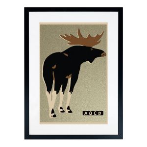 Framed Matchbox Label Print - Moose