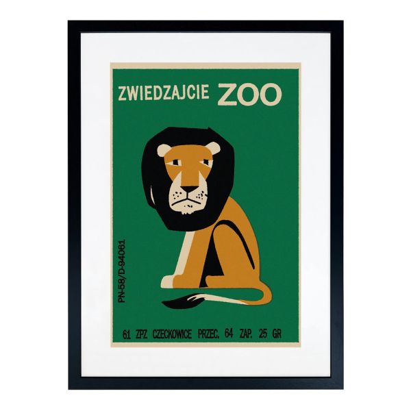 Framed Matchbox label print - Lion