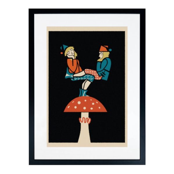 Framed Matchbox Label Print - Mushrooms