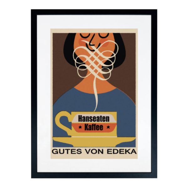 Framed Matchbox Label Print - Coffee