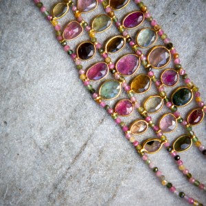Tourmaline statement bracelet, gold vermeil