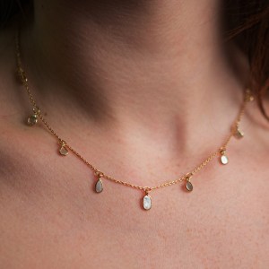 diamond leaf necklace, gold vermeil