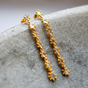 Diamond star drop earrings, gold vermeil
