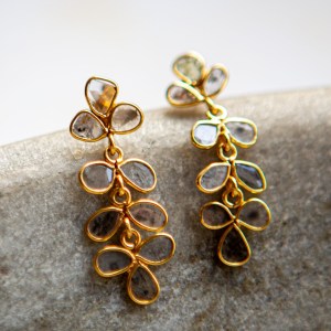 Diamond duchess drop earrings, gold vermeil