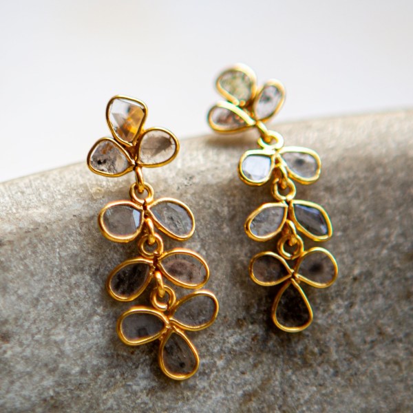 Diamond duchess drop earrings, gold vermeil