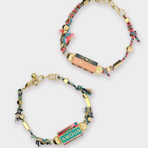 BOHEMIAN AMOUR CHARM BRACELET SET - PINK & TURQUOISE
