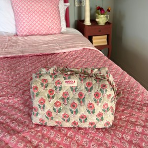 Frilled Cotton block printed washbag