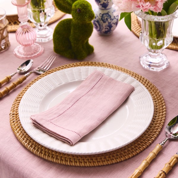 Set of 4 - Linen Hemstitched Napkins - Dusty Pink