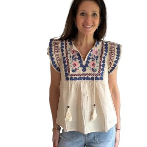 Ecru Embroidered Top