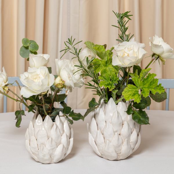 Ceramic Artichoke White Vase