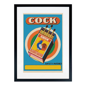Framed Matchbox Label -Cock