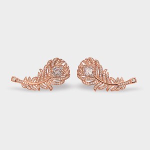 FEATHER ROSE GOLD STUD EARRINGS