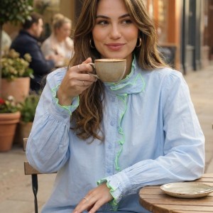 Gigi Blouse - neon green trim