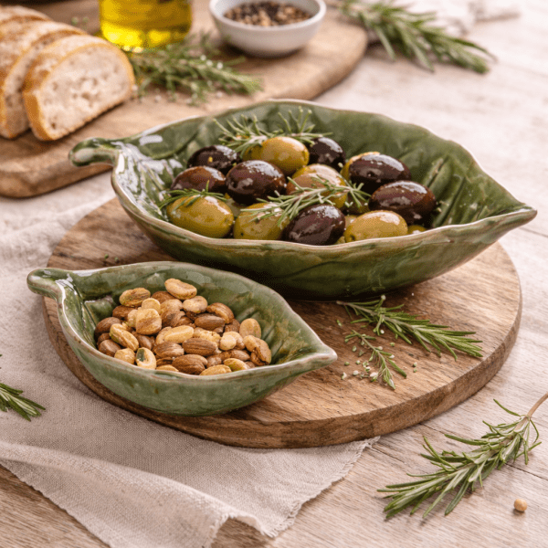 Manda Leaf-design Decorative Serving Bowls (pair)