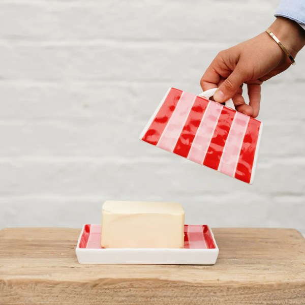 Striped Butter Dish