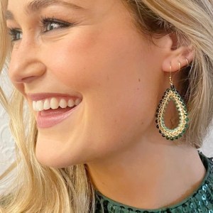 Emerald Green Jade Maxi Rolo Teardrop Earrings