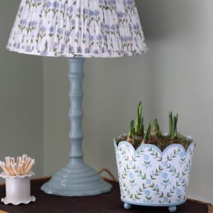Blue Trellis Scalloped Planter