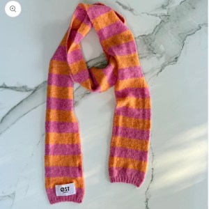 Gunhild Long Striped Scarf -Pink/Orange